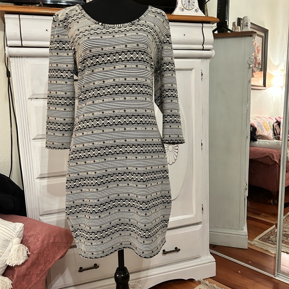 Black and White Sweater Midi Dress